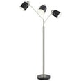 thumbnail image 2 of Pacific Coast Lighting Mid Century Modern 72" Tall Standing Floor Lamp Large Arc 3-Light Silver Metal Nickel Finish Black Shade, 2 of 9