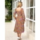 thumbnail image 5 of Vestido largo Simplee de manga larga con estampado floral para mujer, 5 of 5