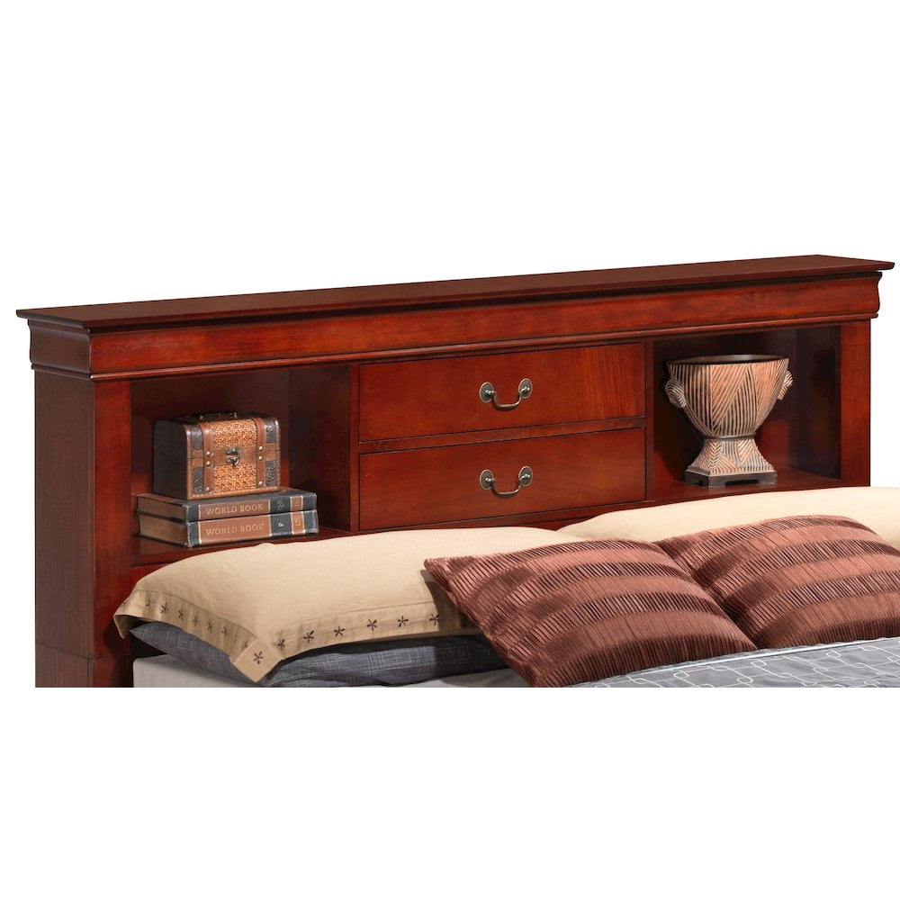 Glory Furniture Louis Phillipe King Storage Bed in Cherry Color