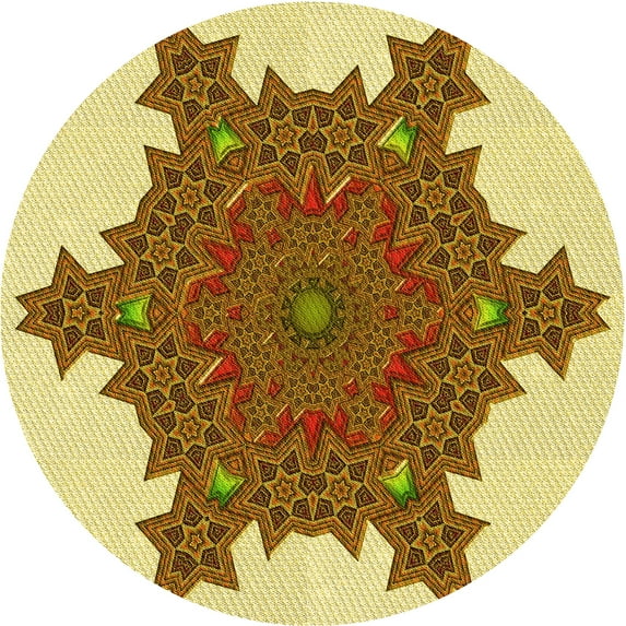 Ahgly Company Machine Washable Indoor Round Transitional Dark Bisque Brown Area Rugs, 8' Round