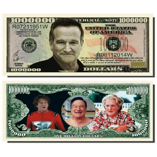 100 Robin Williams Million Dollar Bill With Bonus Thanks A Million Gift Card Set Walmart Com Walmart Com