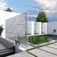 thumbnail image 2 of Neutypechic Decorative Privacy Screen Outdoor Divider with Stand Metal Corten Steel 75" x 48" x 16" White, 2 of 5