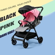 Lightweight Baby Stroller, Compact Travel Stroller,Infant Pram with Raincoat&Cup Holder,9.92lbs,0-24 Months,Pink