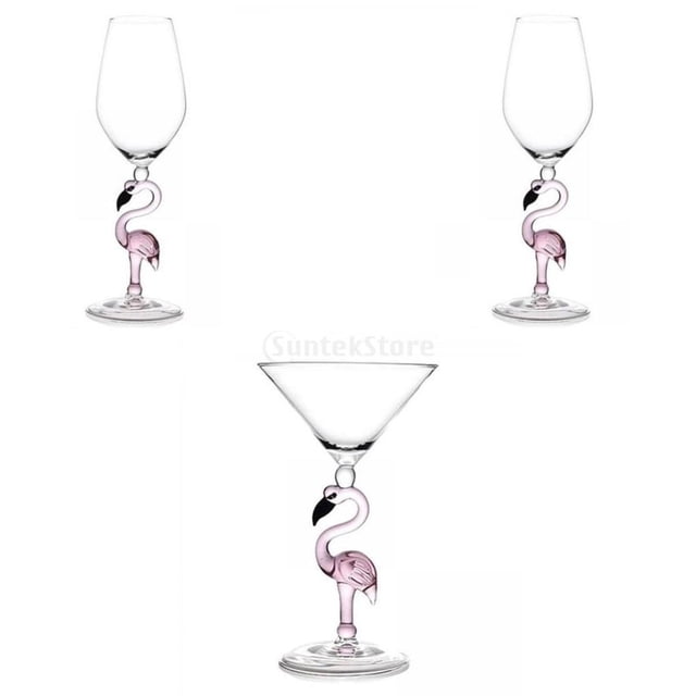 3Pcs Creative Pink Flamingo Cocktail Glass Champagne Cup Drinkware for Parties Thanksgiving Macarena Copas de cóctel