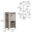 thumbnail image 3 of Fraser Bar Cart with 6 Built-in Wine Rack in Light Gray Engineered Wood, 3 of 4