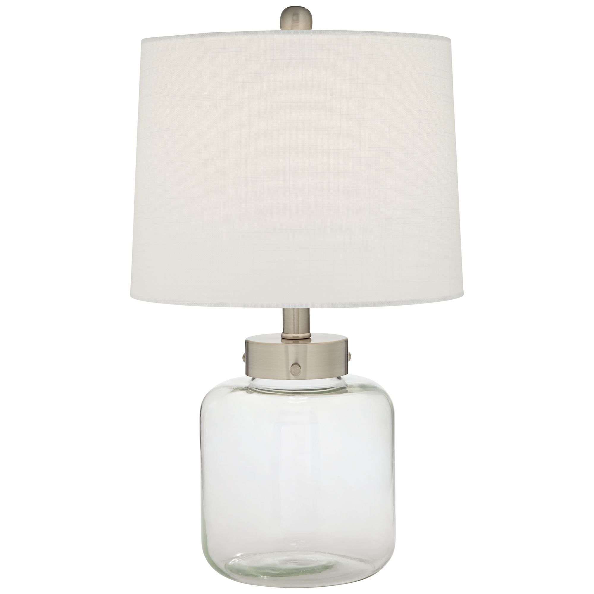 360 Lighting Canister Coastal Accent Table Lamp 20 1/2" High Clear Glass Fillable Sea Shells Off White Linen Drum Shade for Bedroom Living Room Kids