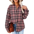 thumbnail image 1 of Camisa a cuadros para mujer,Botón superior a cuadros para mujer Tops a cuadros para mujer Blusa a cuadros para mujer Diseño de próxima generación, 1 of 6