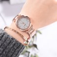 thumbnail image 3 of Reloj de pulsera de cuarzo con esfera de corte geométrico y correa de acero de aleación para mujer (blanco), 3 of 5