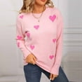 thumbnail image 2 of XPMWRP Women's Printing Hearts Winter Sweater Knitted Top Casual Crewneck Long Sleeve Fashionable Sweaters Pullover Pink XL, 2 of 9
