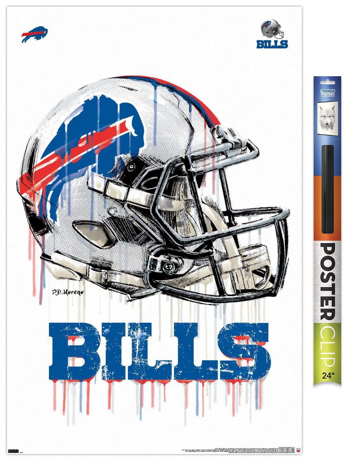 NFL Buffalo Bills - Drip Helmet 20 Wall Poster with Magnetic Frame, 22.375" x 34"