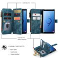thumbnail image 3 of Compatible with Samsung Galaxy S9 Plus Case Wallet Flip Card Holder Pu Leather Magnetic Protective Flip Case - Black Blue szq, 3 of 4