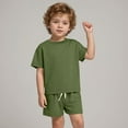 thumbnail image 2 of Gubotare Boys' Short Sets Color Block Toddler Baby Boy Girl Summer Clothes Short Sleeve T-Shirt Shorts Set 2Pcs Outfit 6 9 12 18 24 Months 2T 3T 4T (Green,Size 18-24 Months), 2 of 9