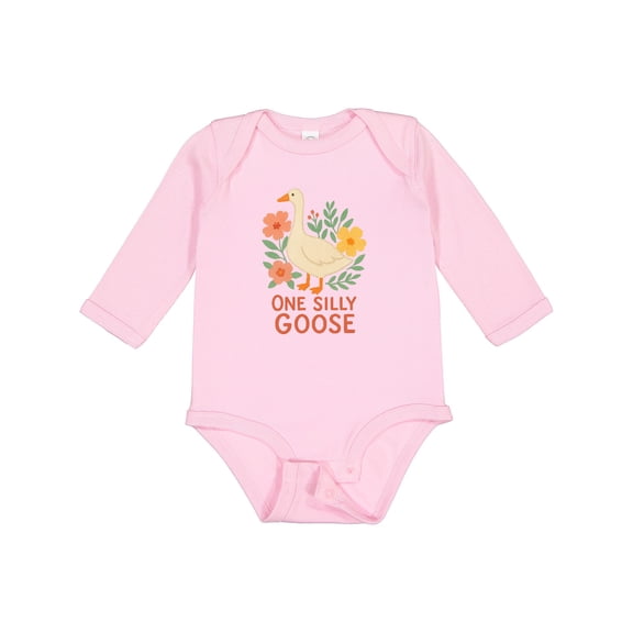 Inktastic One Silly Goose Cute Animal Design Boys or Girls Long Sleeve Baby Bodysuit