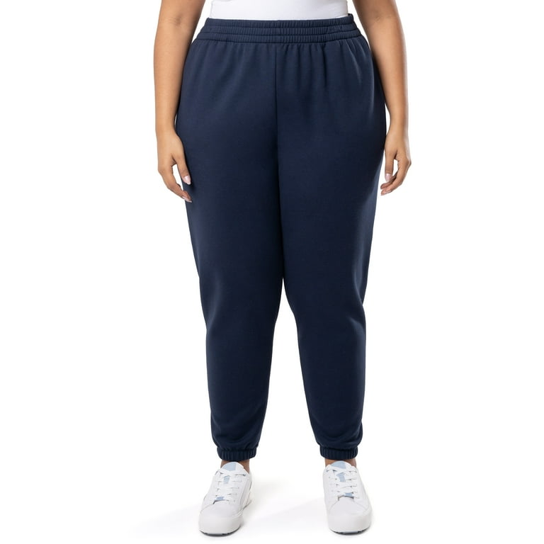 Terra & Sky Women's Plus Size Cotton Blend Fleece Sweatpants, 2-Pack
