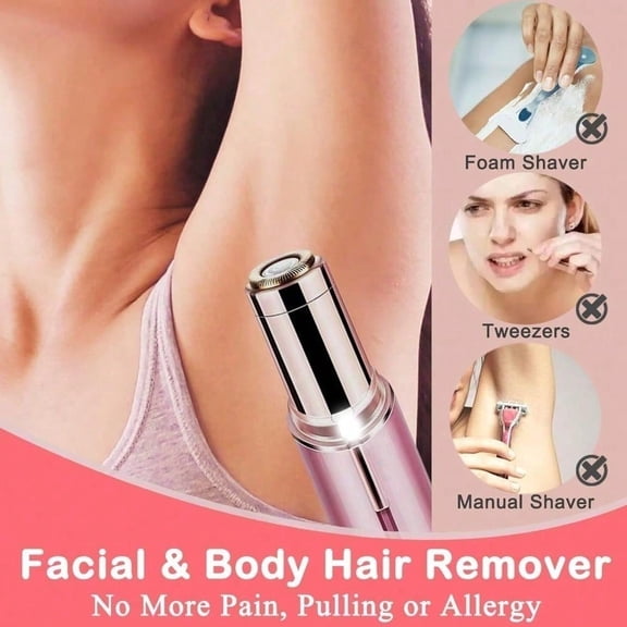 Facial Hair Remover for Women, Blush/Rose Gold Electric Face Razor for Women for Instant and Painless Hair Removal,Rose