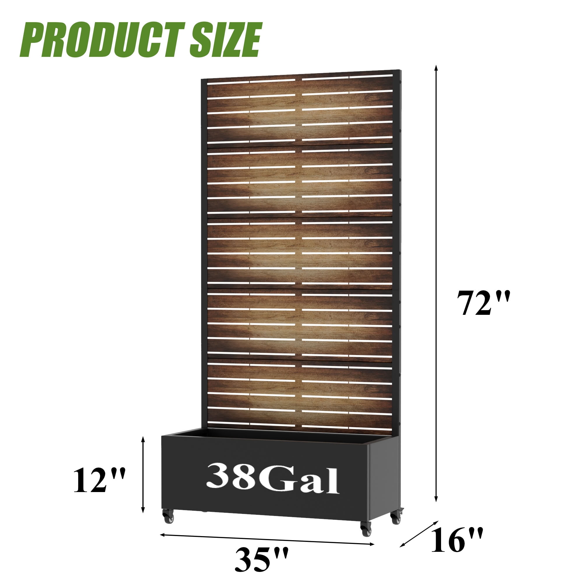 MAYEERTY 72*35in Outdoor Metal Planter Box, Contemporary Metal Planter, Decorative Garden Planter Box for Patio, Balcony, Backyard