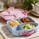 thumbnail image 5 of Caja de almuerzo Bento de microondas con utensilios – Recipiente compartimentado para almacenar alimentos, taza de salsa, sellos de silicona, lavavajillas, plástico, azul/morado/amarillo, 5 of 6