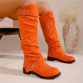 thumbnail image 6 of Willtoo Womens Metal Buckle Slouch Knee High Boots Low Block Heel Tall Boots Casual Western Long Booties for Daily Wear, 6 of 6