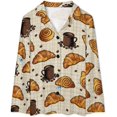 thumbnail image 4 of Top-kevin Womens Pajamas Set Croissant Pancake Strawberry Soft Long Sleeve Sleepwear Button Down Sets, 4 of 12