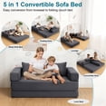 thumbnail image 6 of Hommpa 58" Convertible Sofa Bed Foldable Couch Bed Folding Mattress Couch, Sleeper Sofa with Pillow with High Density Foam Filling, for Living Room for Holiday Festival Gift, Gray, Queen, 6 of 12