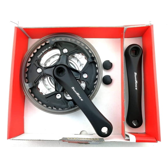 SunRace Fahrrad Kurbelsatz 3fach 24-34-42 152mm Alu schwarz