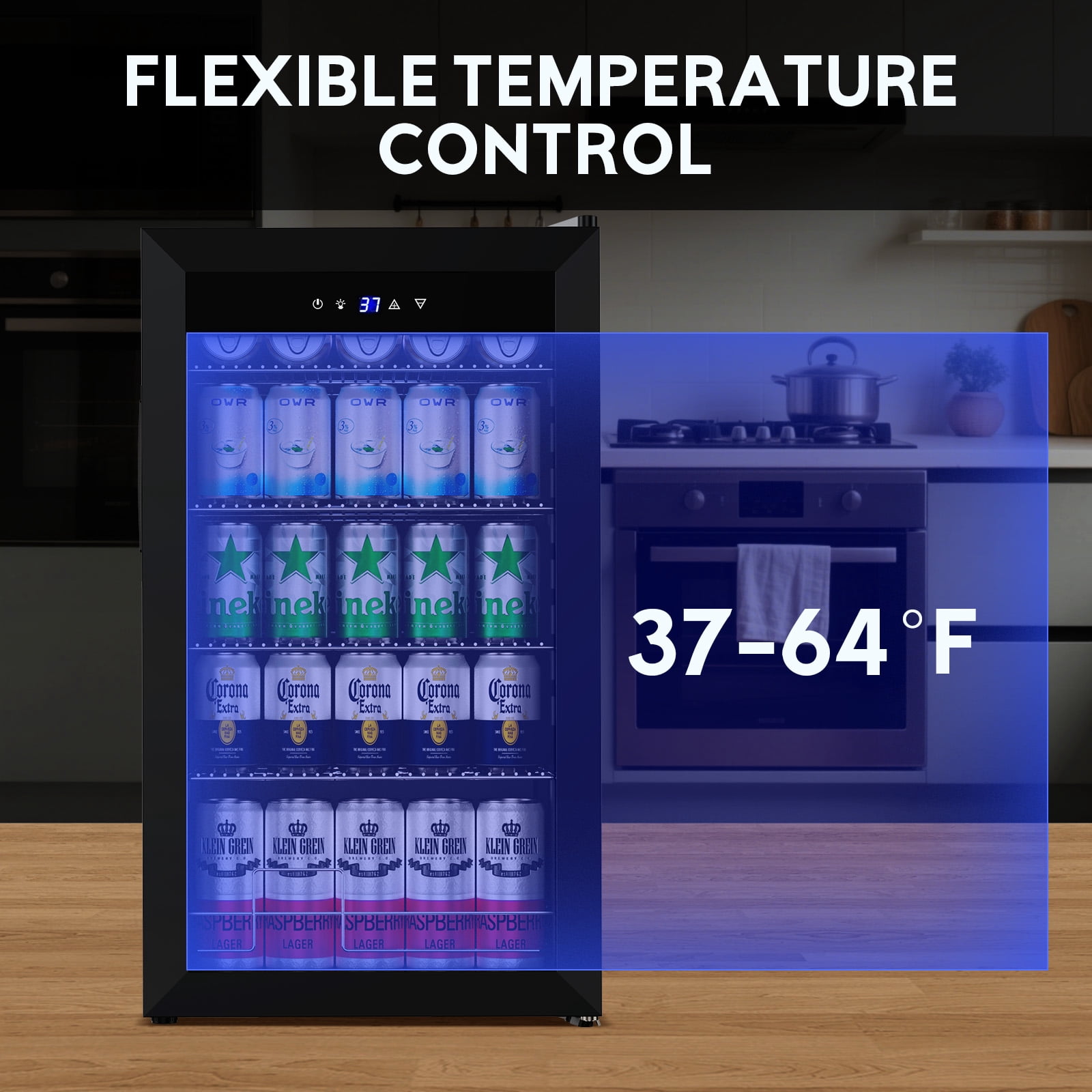 TITTLA 130 Can Beverage Refrigerator with Glass Door,3.2 Cu.ft Wine Coolers,Touch Control Panel On the Glass,Freestanding Mini Fridge,Black