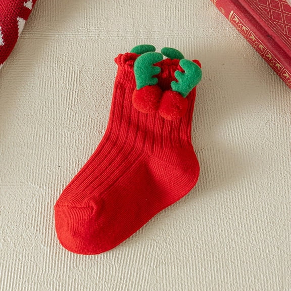 NAISIBABY Christmas Socks for Kids (1-12T), Soft Comfy Stretch Cotton Breathable Boys Girls Funny Festival Socks Red 6T