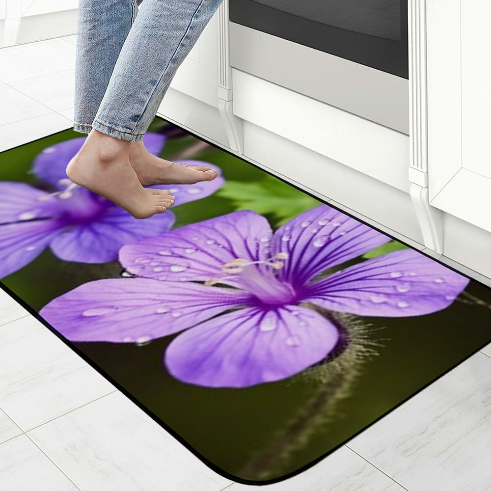 Qinduosi Decorative Door Mat, Door Mat with Non-Slip Rubber Backing, Cleaning, Traps Dirt, for Entry, Patio, Garage- Cranesbill Bloom Plant Nature 19.68*47.24 in