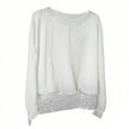 thumbnail image 6 of qolati Womens Dressy Casual Tops Business Glitter Long Sleeve Shirts Sparkly Sequin Crewneck Work Office Cute Blouses Trendy Fall Outfits White S, 6 of 6