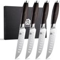 thumbnail image 1 of WILDMOK 5 Inch Steak Knives Set of 4, Ultra Sharp Steak Knives Kitchen Knives Set, German Stainless Steel Steak Knife Set Black Pakkawood Handle with Gift Box, 1 of 8