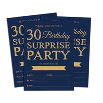 Darling Souvenir Blue Birthday Invitation Card Printable Elegant Fill or Write In Blank Party Invites 28 Pcs 5 x 7 Inches