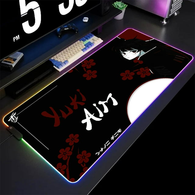 Yuki Aim Gaming Mouse Pad RGB Non-slip Anime Large LED Mousepad Gamer Keyboard Pad XXL Desk Mat Office Mouse Mat With Backlit SD383649 (10) RGB 400x900x4mm