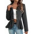 thumbnail image 3 of Elegant Women Blazer Business Work Office Peplum Hem Jacket Open Front Herringbone Coats Black M, 3 of 9