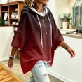 thumbnail image 4 of Womens Oversized Hoodies Gradient Printed 3/4 Sleeve Hooded Pullover Sweatshirt Baggy Relaxed Fit Casual Fall Winter Daily Outfit Tops, 4 of 6