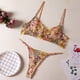 thumbnail image 2 of Conjunto de lencería sexy con sujetador de una sola capa con diseño floral pequeño y tanga con aro de acero, 2 of 6