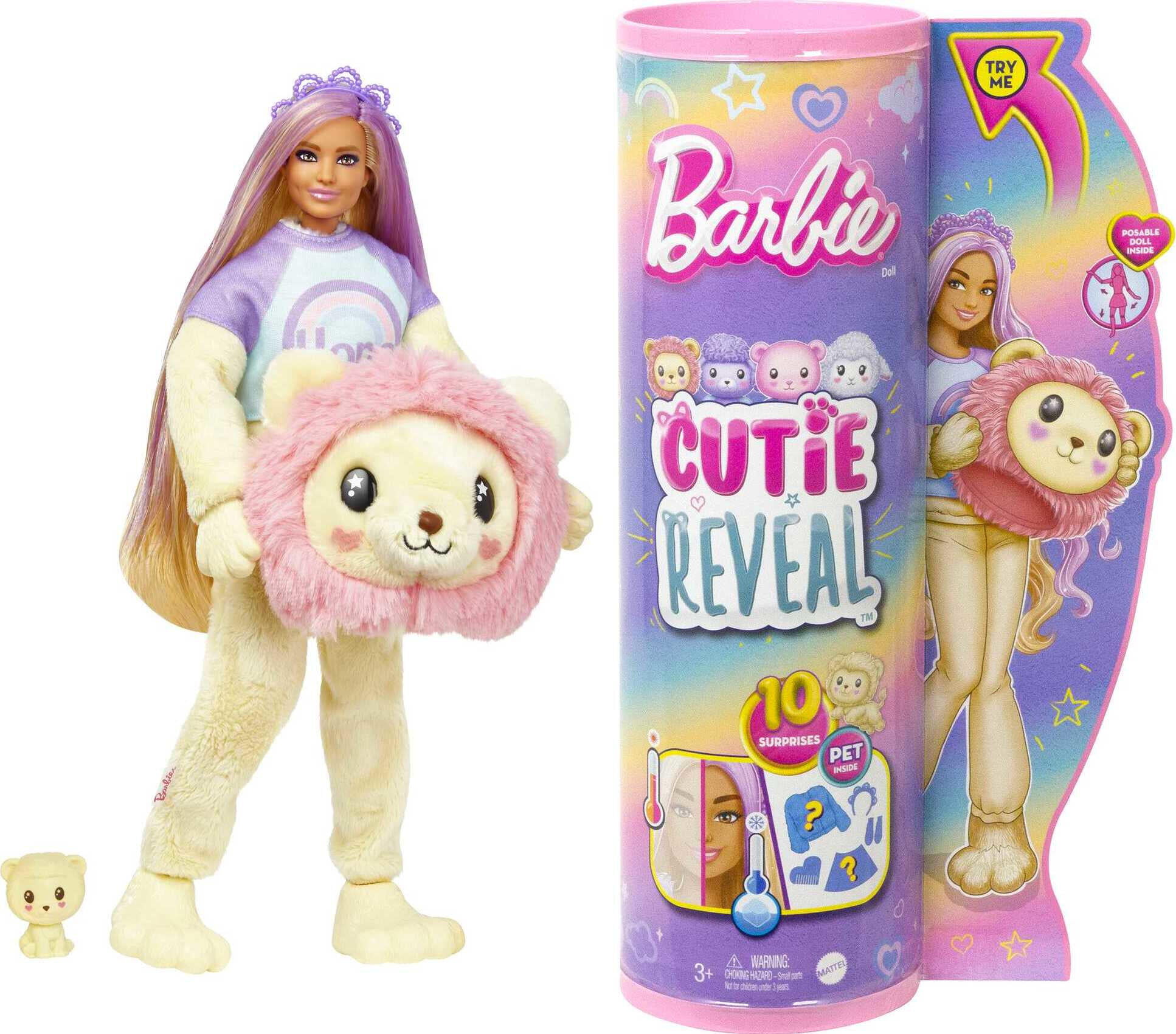 Barbie Cutie Reveal Doll & Accessories, Cozy Cute Tees Lion, “Hope” Tee ...