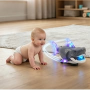 Battery Operated Light Up Blue Shark Toy with Moving Parts, Kids Electronic Animal Toy with Music and Lights