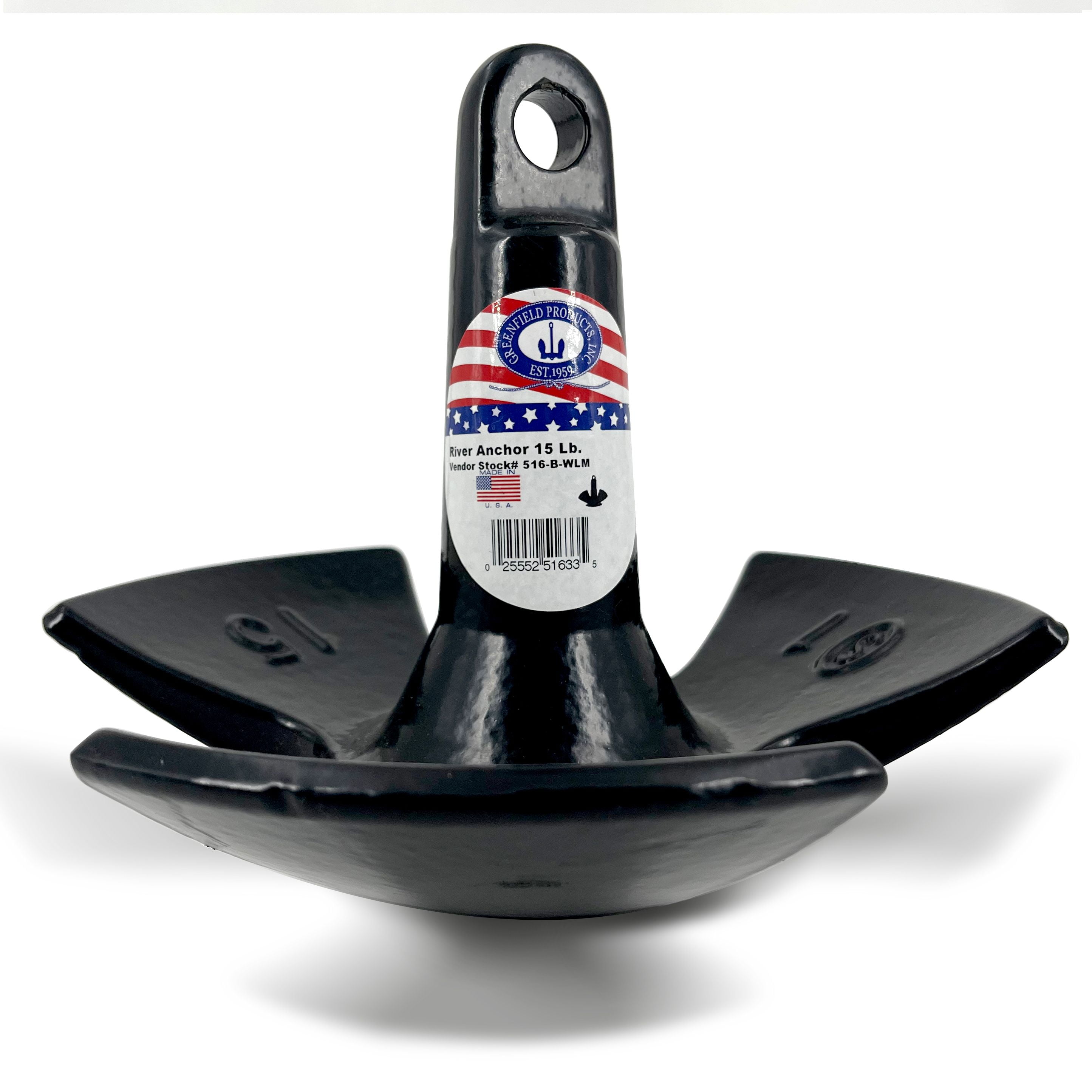 (2 pack) Greenfield Products River Anchor 15 lb. Cast Iron, Model 516-B-WLM