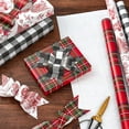 thumbnail image 2 of Hallmark Holiday Plaid Wrapping Paper with Cutlines and Optional DIY Bow Templates on Reverse (3-Pack: 120 Sq. Ft. Ttl) Red Toile, Black Buffalo Check, Plaid for Christmas, Birthdays, Weddings, Craft, 2 of 4