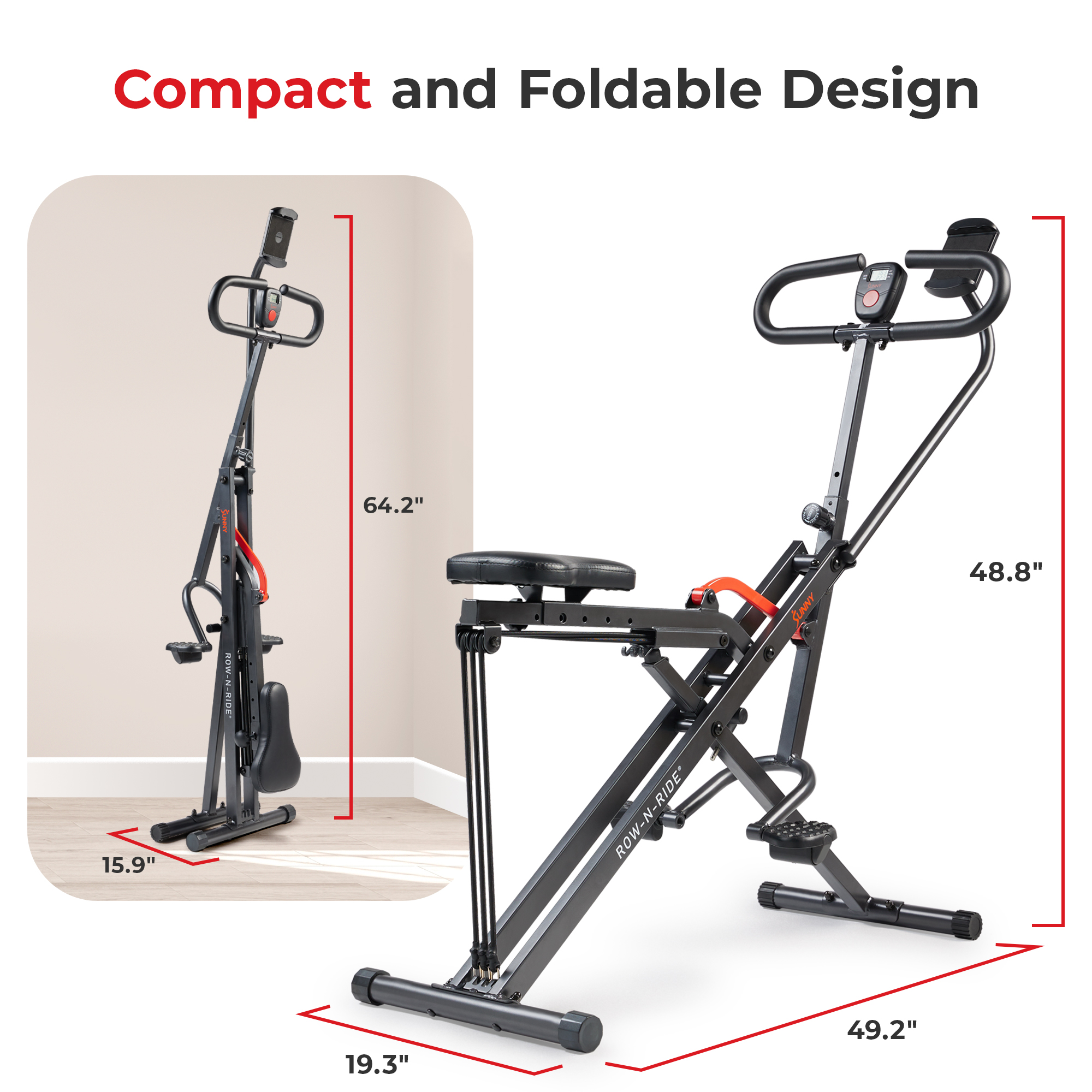 Sunny Health & Fitness Smart Row-N-Ride Squat Machine photo 2