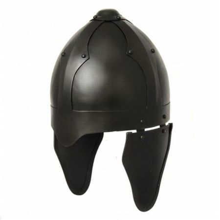 - Antique Replica Medieval Skull Cap Infantry Steel Armor Helmet - Black