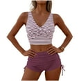 thumbnail image 2 of Ounisa Women's Striped Print Tankini Tank Tops and Tummy Control Shorts Bathing Suits, 2 of 4
