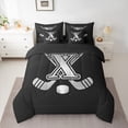 thumbnail image 2 of Homewish Kids Teens Ice Hockey Bedding Comforter Set 7-Piece for Boys Girls, Black Gray Monogrammed King Bedding Sets, Sports Theme Bed Sheets, Ultra Soft Home Decoration, 2 of 8