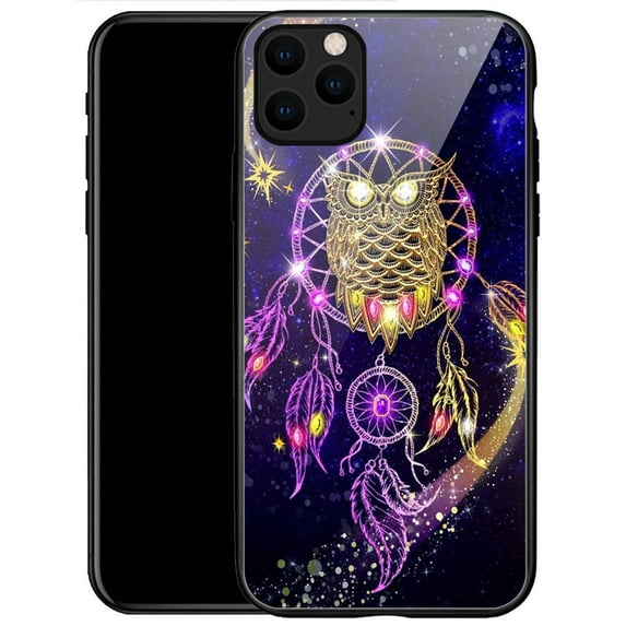 Case for iPhone 13 Pro Max,Purple Owl Dream Catcher Pattern TPU Bumper Anti-Slip Case