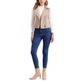 thumbnail image 2 of CHALECO CORTO SIN MANGAS DE SUEDE SINTÉTICO PARA MUJERES INSPIRADORAS CHIC TALLA M CAQUI, 2 of 6