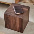 thumbnail image 2 of Lisonu 16-inch Cube End Table, Modern Textured Side Table, Fully Assembled MDF Wood Accent Table for Living Room and Bedroom, Walnut Finish, 2 of 22