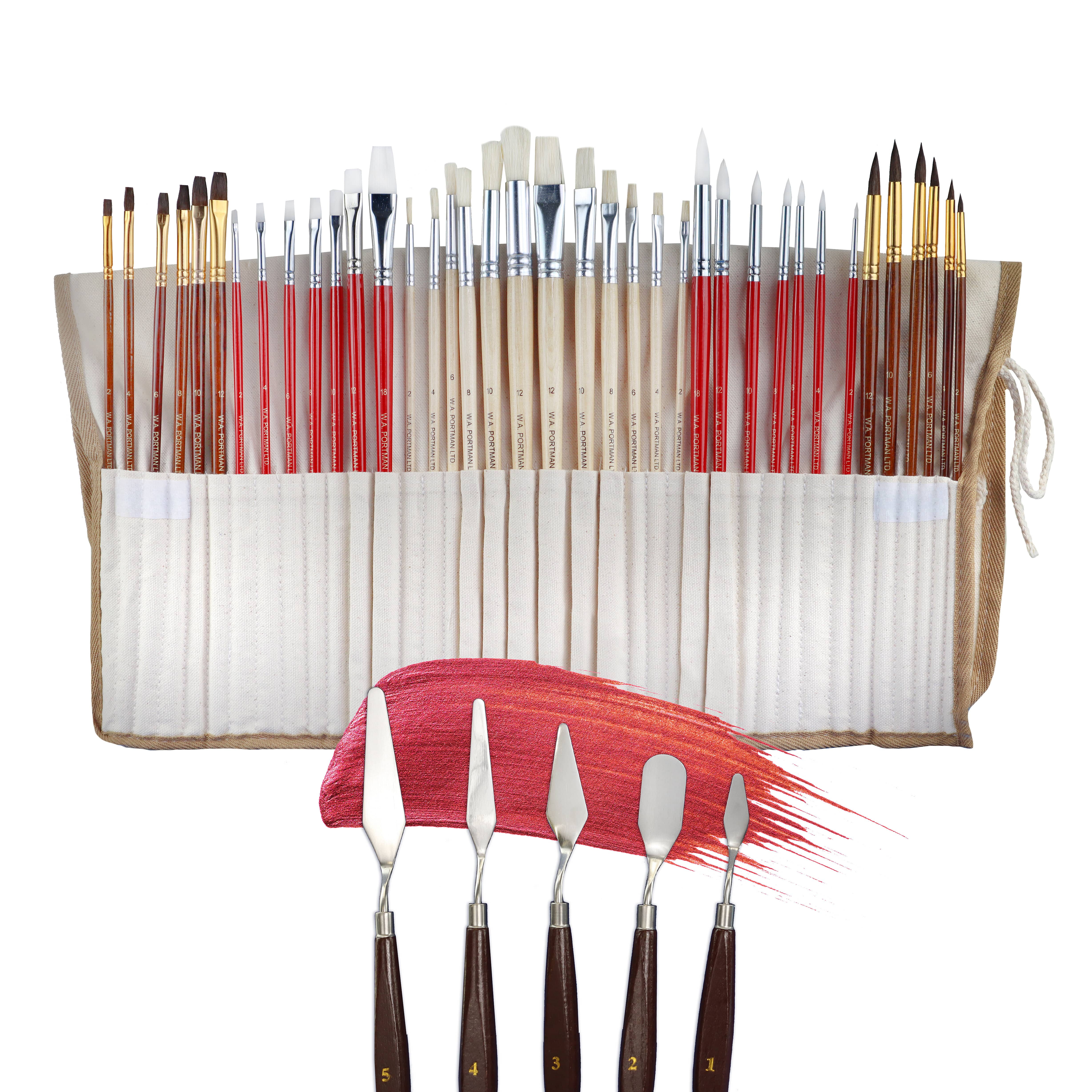 Rock Painting Falling in Art Paint Brush Set,15 PCS Bristle Artist Paint Brushes with Organizing Roll Pouch Artist Set for Acrylic Oil Watercolor