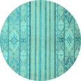 thumbnail image 1 of Ahgly Company Indoor Round Abstract Light Blue Modern Area Rugs, 4' Round, 1 of 4