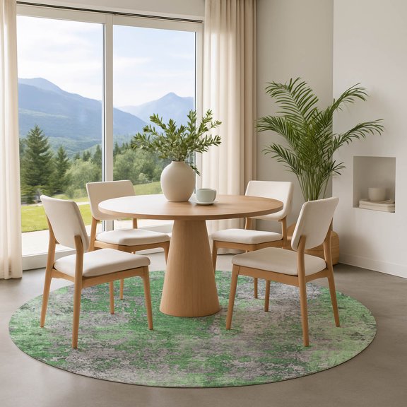 Addison Rugs Mayfield Premium Machine Washable Transitional Modern Green Round Rug, 8' x 8'