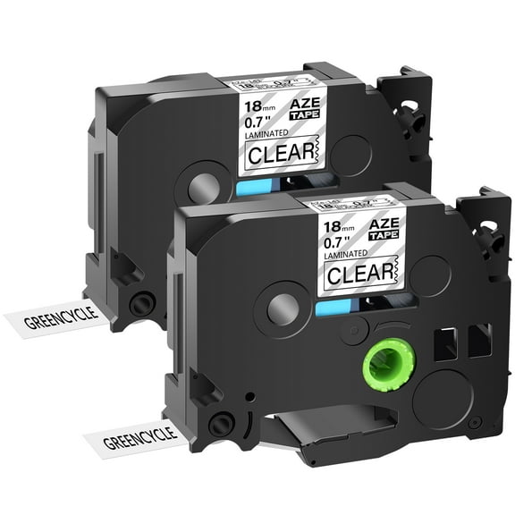 GREENCYCLE 2PK Compatible for Brother P-touch TZe-141 TZe141 TZ-141 TZ141 0.7'' 18mm Black on Clear Label Maker Tape